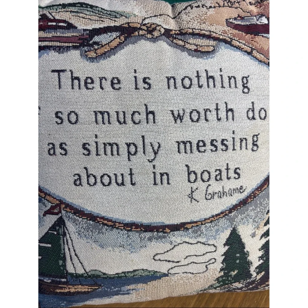 Vintage Riverdale‎ K. Grahame Quote Nautical Boats Tapestry Throw Pillow USA 15